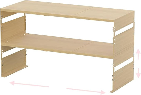 Adjustable Metal Bedside Shelf – Stackable Shelf for Bedroom, Living Room, Office, Space-Saving Storage Organizer, Easy Assembly，Sleek Matches Any Decor(2PACKS/Burlywood)