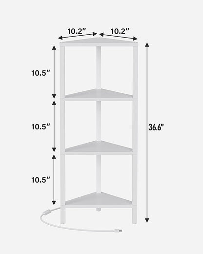 TUTOTAK Corner Shelf, 4-Tier Corner Bookshelf for Small Space, Narrow Display Corner Shelf Stand with Storage Rack, for Living Room, Bedroom, White BS05BW004L