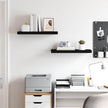 Wall Shelf Set of 2 Black Honeycomb MDF Metal Medium Floating Shelves for Modern Decor Storage Solution