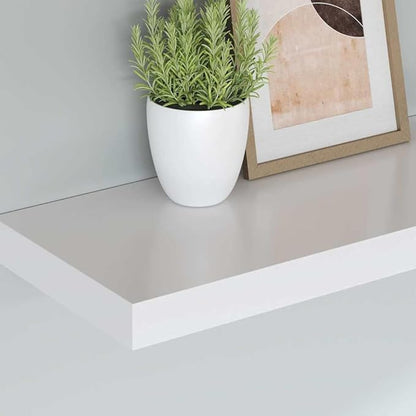 White Honeycomb MDF Floating Wall Shelf with Metal Standard Mounting, Minimalist Modern Design for Living Room Bedroom Office Display and Storage, Durable Sturdy Construction