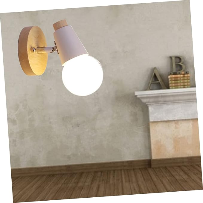 Minimalist Wall Lamp Modern Solid Wood Sconce for Living Bedroom and Bathroom Decor Elegant White Design Wall-Mounted Art Lighting No Bulb Included