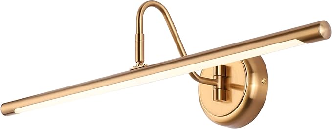 JOOSENLUX Dimmable Led Picture Lights 24.4'' Brass Golden-Like Hard-Wired Display Lighting for Paintings with Swing Arm Wall Mount Brief Metal Artwork Hallway Sconce Lamps 14W Warm White 3000K