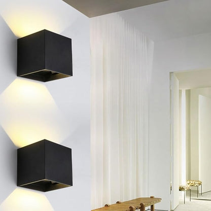 ICEMOB 3.94in Indoor Wall Sconce Dimmable 12W, Modern LED Wall Lamp Black, Up Down Wall Mount Lights Mini Metal for Living Room Bedroom Hallway Decor