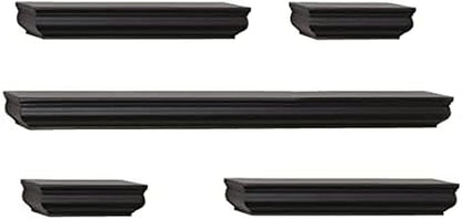 MELANNCO Floating Molding Shelves for Bedroom, Living Room, Bathroom, Kitchen, Nursery, Set of 5, Black