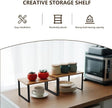 Cabinet Organizer Shelf, Set of 2 Stackable Counter Shelves, Wood and Metal Cabinet Storage Rack, Expandable Kitchen Spice Rack, Multi-Purpose Shelf for Pantry, Bathroom, or Tabletop