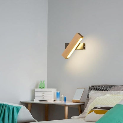 Modern Indoor LED Wall Sconce Wooden Minimalist Interior Small Wall Lights 1 Pack Hardwired 360° Rotatable Wall Mount Light for Living Room Bedroom Hallway Corridor(Neutral light,Small)