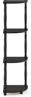 Furinno Turn-N-Tube 4-Tier Corner Display Rack Multipurpose Shelving Unit with Classic Tubes, Espresso/Black, 18114EX/BK, Espresso/Black Classic Tube