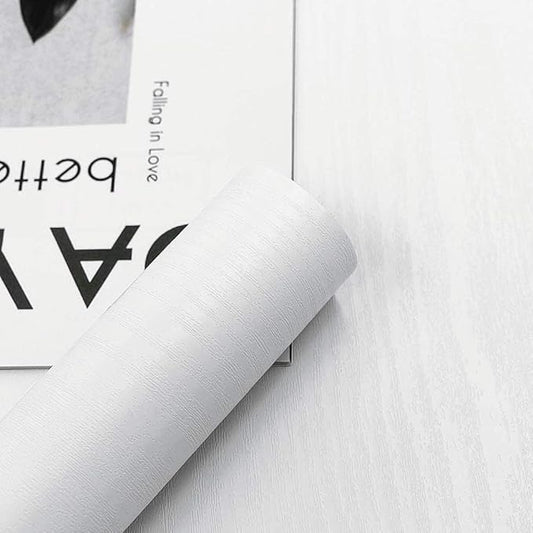 Abyssaly White Wood Paper Self-Adhesive 15.7 in X 196 in Real Wood Grain Touch White Wallpaper Easy to Clean Thicken Perfectly Covers The Surface Without Passing Through The Primary Color