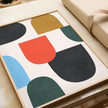 Nationcog Colorful Mid Century Wall Art, Minimalist Abstract Geometric Poster with Red Blue Green Beige Tones, Modern Contemporary Decor for Living Room or Office (Unframed) (12x18)