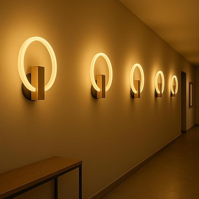 Lamper Lunaris Halo LED Wall Light Hardwired 1 Pack Modern Ring Wall Sconce for Bedroom & Living Room Warm White Indoor Wall Mounted Light Fixture for Hallway, Office & Accent Wall Décor