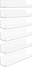 Sorbus Acrylic Wall Ledge Floating Shelf Rack Organizer, Invisible Display Style, for Books, Figurine, Picture Frame Storage, Wall Mounted Shelves for Home, Bathroom, Nail Salon, Spa (15 x 4.3 x 3'')
