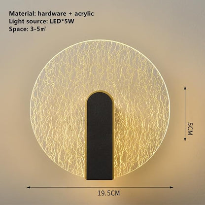Acrylic Wall Lamp Modern Bedroom Bedside Lamp Minimalist Corridor Aisle Stair Light Study Living Room Background Wall Sconces Indoor Decoration (Round)