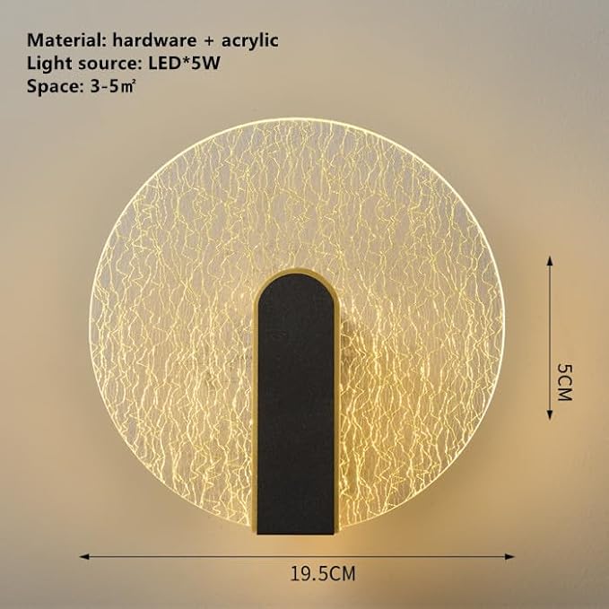Acrylic Wall Lamp Modern Bedroom Bedside Lamp Minimalist Corridor Aisle Stair Light Study Living Room Background Wall Sconces Indoor Decoration (Round)