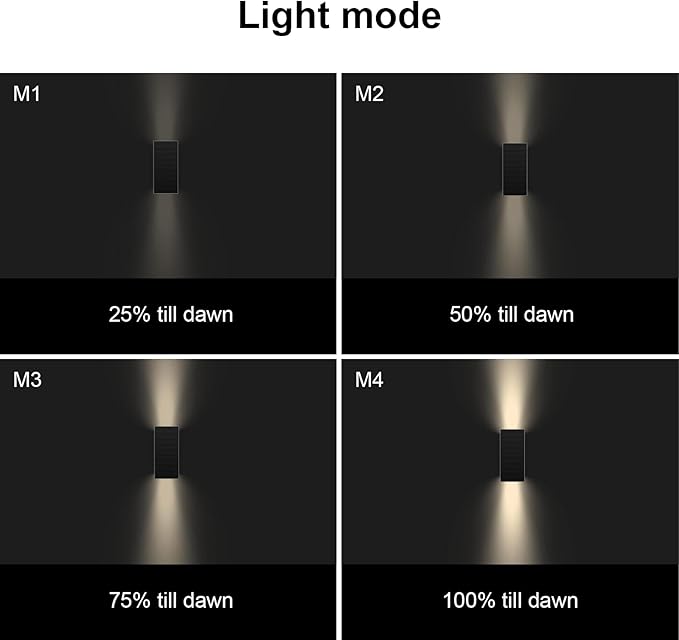 Solar Outdoor Lights, 3000K 700LM Solar Wall Lights Outdoor Up and Down, Dimmable Solar Sconce Lights, IP65 Waterproof Outdoor Solar Lights for Yard Patio Garage Porch, 1pcs