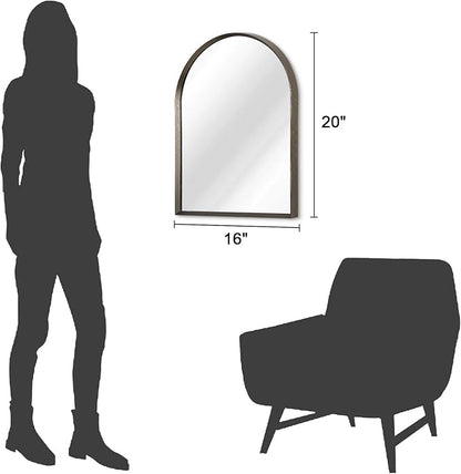 Arched Mirrors for Wall, Brushed Metal Frame Mirror, Arch Bathroom Vanity Mirror for Living Room Bedroom Mantel Entryway Hallways Home Decor Aluminum Alloy Frame 20"x16"