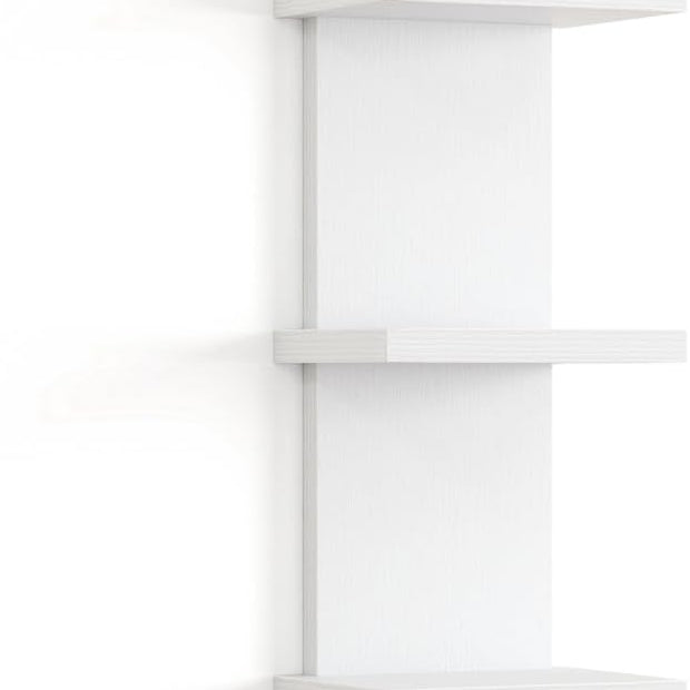 Fun Memories 7 Tier Wall Shelf Unit, White Floating Shelves for Storage - Vertical Column Tower Design, Lack Wall Shelf Space Saving Organizer for Bedroom, Living Room, Home Decor