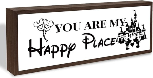 You are My Happy Place Sign, Inspirational Wood Sign, Romantic Home Decor, Master Bedroom Decors, Desk Decor Art, Farmhouse Shelves Decoration, Gift for Him Her