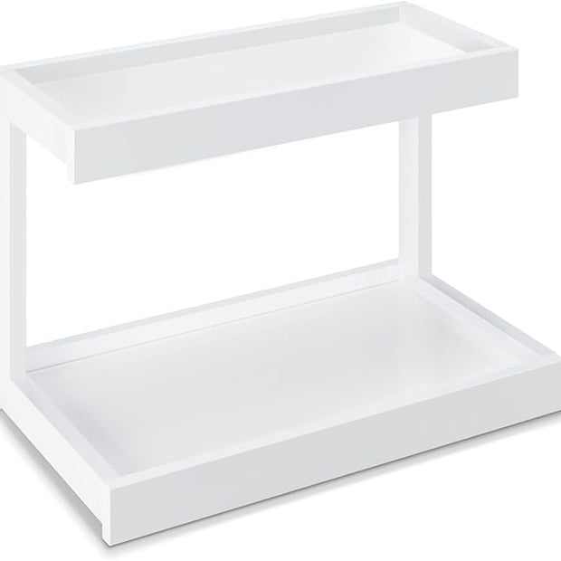 MARTY 2 Tier Spice Rack Organizer for Countertop, 15.8''L White Coffee Station/Bathroom Organizer Countertop, Counter Shelf Desktop Storage Organizer for Kitchen, Bedroom, Office