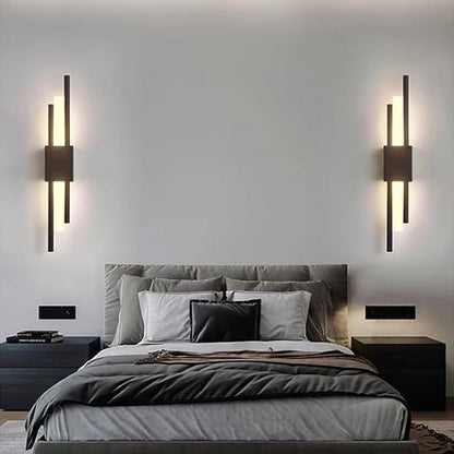 LED Linear Wall Sconce Lighting Modern Wall Lamp Indoor Wall Wash Light 10W 3 Color Mode Wall Mounted Lamps Hardwired Vanity Sconces for Living Room Bedroom Hallway (Color : Svart, Size : L
