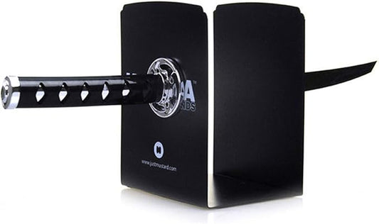 Book Ends Decorative, Modern Metal Funny Unique Black DVD Bookends for Shelves, Katana Book Stopper Holder for Office Home, Desk Gifts Book Stands for Men and Book Lovers