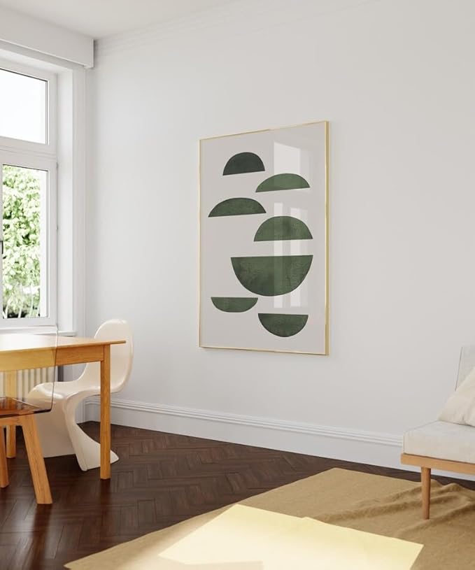 Nationcog Modern Watercolor Green Beige Minimalist Art, Mid-Century Contemporary Wall Decor, Large Abstract Retro Home Accent, Handmade Gift (Unframed) (24x36)