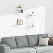 Set of 4 High Gloss White Honeycomb MDF and Metal Floating Wall Shelves, Modern Aesthetic with Elegant Design for Living Room Bedroom Study Display