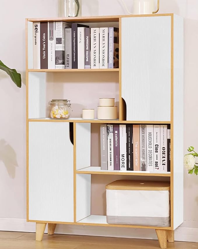 Abyssaly White Wood Contact Paper 35.6 in X 196 in Decorative Self-Adhesive Film for Furniture Real Wood Tactile Easy to Clean Perfectly Covers The Surface Without Passing Through The Primary Colors