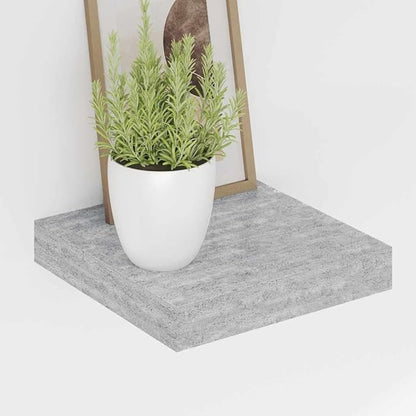 Concrete Grey Floating Wall Shelves Set of 2, Honeycomb MDF and Metal Modern Invisible Mounting System for Living Room Office Decor, Durable Display Shelf for Books