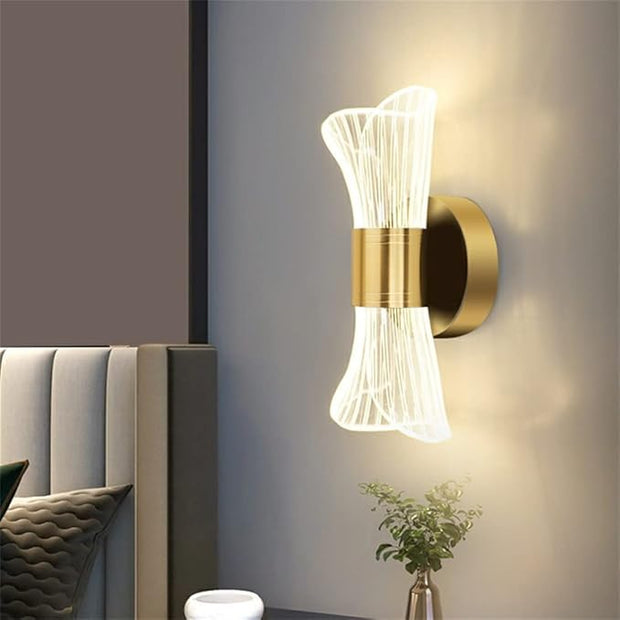 LITFAD 1 Light Minimalist Style Wall Light Fixtures Geometric Shape Metal Wall Mounted Lighting Three-Color Light LED Sconce Light for Bedroom Living Room Hotel, Gold A 110V-120V Third Gear