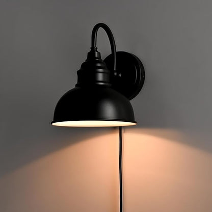 Farmhouse Wall Sconce with On-Off Switch E26 Based Wall Mounted Light Fixture Small Gooseneck Wall lamp for House Garage Patio Black Wall Lamp