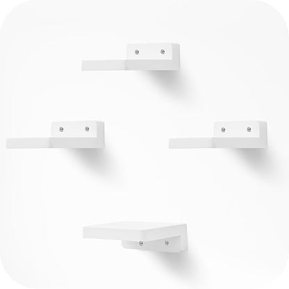 Small Floating Shelf, 4x4 Inch Display Ledges for Wall,Mini Shelves,Rustic Wood Shelf for Bedroom Living Room Bathroom Kitchen (4, Rustic White)