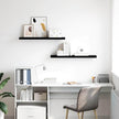 Modern Floating Wall Shelf Set of 2 High Gloss Black Honeycomb MDF with Metal Mounting System for Living Room Office Bedroom Storage Display