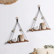 Artilady 2 Pack Wooden Wall Hanging Shelves - Macrame Hanging Plant Shelf Boho, Handmade Rustic Hanger Planter Rack Pot Stand Holder Storage Floating Shelves