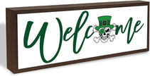 Funny Welcome Sign, Skeleton Man Welcome Decor, St. Patricks Day Wood Decor, Front Door Decoration for Home Office Coffee Bar or Party, Tabletop Decors, 9.5x3.1x1 inches