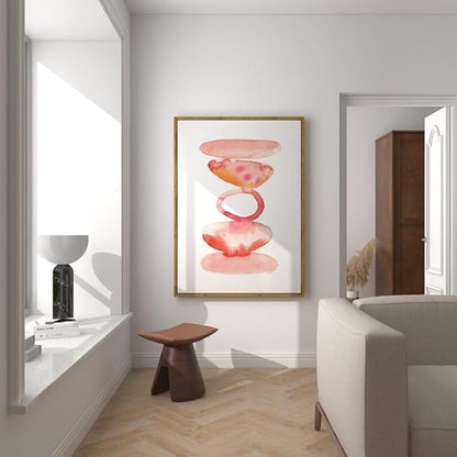 Nationcog Modern Red Orange Watercolor Organic Circle Art, Minimalist Mid-Century Poster, Large Contemporary Wall Decor, Abstract Handmade Home Accent (Unframed) (12x18)