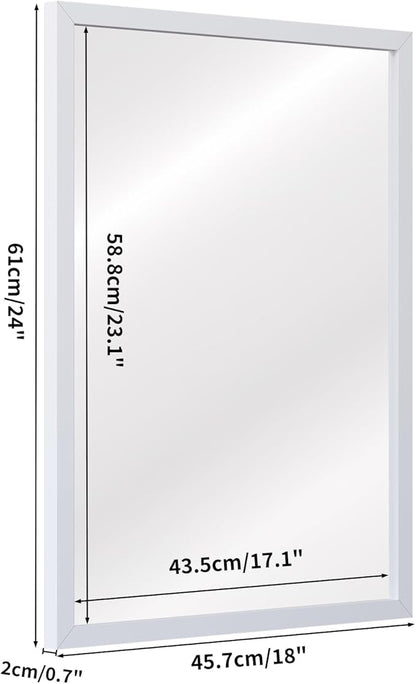 White Large Bathroom Wall Mirror, 18x24 Mirror Set of 2 for Bathroom, Vanity