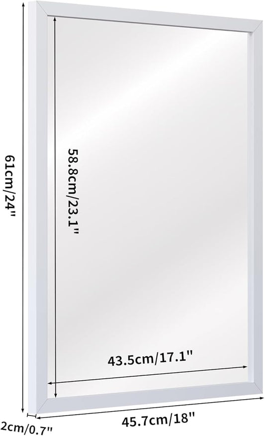 White Large Bathroom Wall Mirror, 18x24 Mirror Set of 2 for Bathroom, Vanity