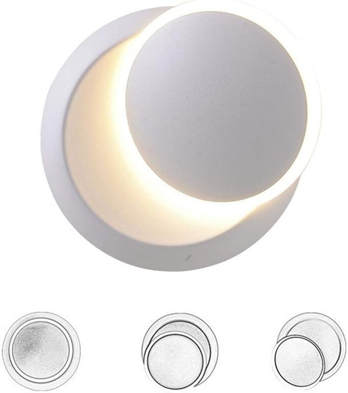 Chrasy Wall Sconce Modern 5W LED Wall Light 360 Degree Adjustable 110V Warm White Wall Lights for Bedside Kitchen Hallway TV Wall and Staircase (White)