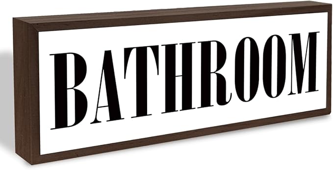 Bathroom Sign, Rustic Framed Wooden Box Sign, Decorative Wooden Plaques, Wall & Shelves Decor for Bathroom, Restroom Decoration for Home Office, Farmhouse Decor