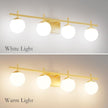 Ralbay Mid Century Gold Bathroom Vanity Lights 4-Light Gold Milky Glass Modern Bathroom Lighting Fixtures Over Mirror, Gold 4-Light (Exclude Bulb)