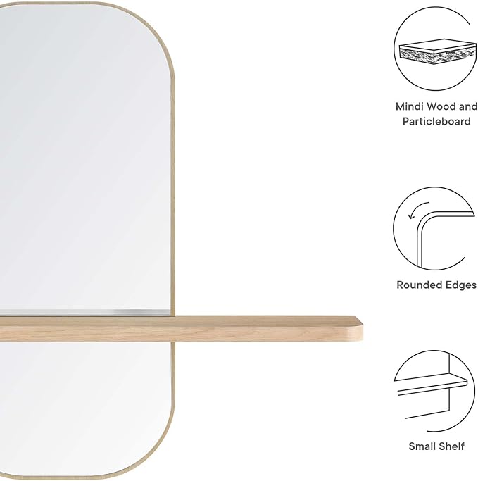 Modway EEI-6349-OAK Solstice Mirror, Oak
