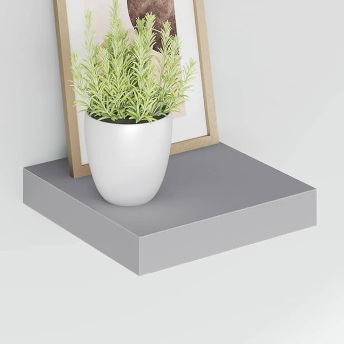 Modern Floating Wall Shelves Set of 4, Grey Honeycomb MDF with Metal Mounting Hardware for Stylish Display and Storage