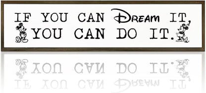 WKYAER Inspirational Decor, Farmhouse Wall Decoration, Tabletop Decors, Motivational Signs for Home Office Bedroom Decor, Decorative Signs and Plaques, If You can Dream It You can Do It Sign