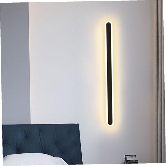 Vaguelly Minimalist LED Wall Lamp Black Frame Warm Light Modern Bedroom Backdrop Wall Light for Living Stairway Compact Indoor Sconce with Cozy Illumination and Easy Installation