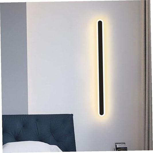 Vaguelly Minimalist LED Wall Lamp Black Frame Warm Light Modern Bedroom Backdrop Wall Light for Living Stairway Compact Indoor Sconce with Cozy Illumination and Easy Installation