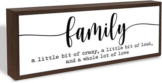 Family Sign, Decorative Framed Wooden Box Sign, Modern Farmhouse Home Decor, Living Room Decors, Kitchen Decor Art, Shelf Counter Tabletop Decoration, Housewarming Gift YZP 012
