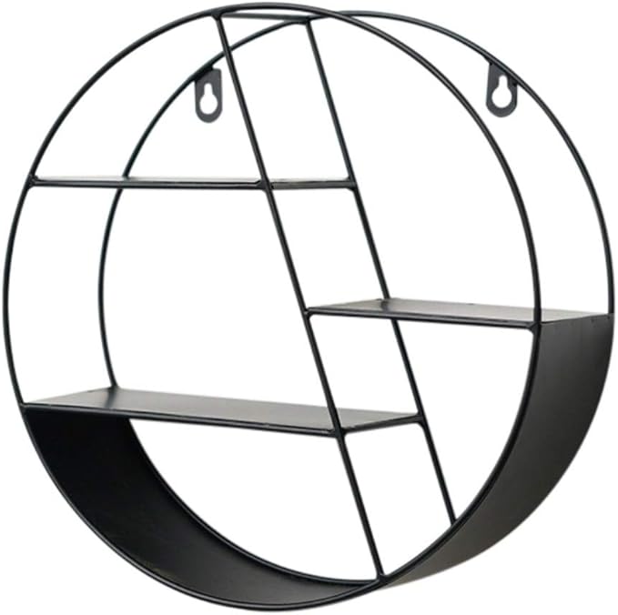 Ochine Wall Mounted Floating Shelves Rustic Round Storage Display Hexagonal Wall Hanging Shelf Home Decor for Living Room, Bedroom, Bathroom, Office, Kitchen
