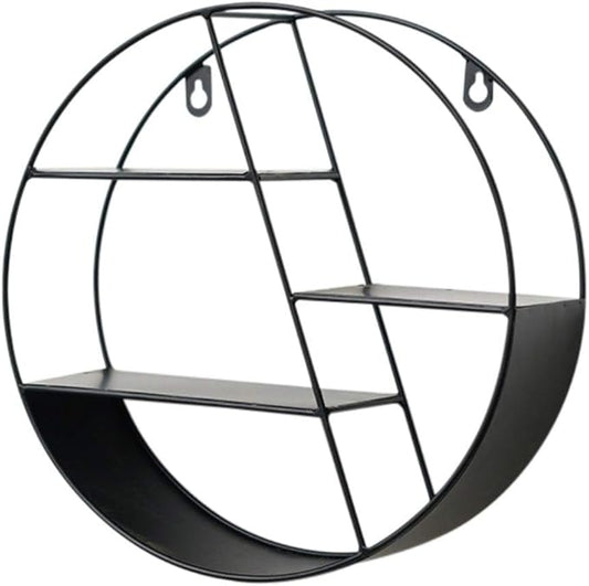 Ochine Wall Mounted Floating Shelves Rustic Round Storage Display Hexagonal Wall Hanging Shelf Home Decor for Living Room, Bedroom, Bathroom, Office, Kitchen