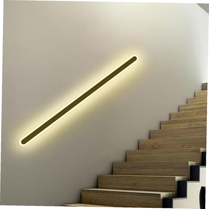 Vaguelly Minimalist LED Wall Lamp Black Frame Warm Light Modern Bedroom Backdrop Wall Light for Living Stairway Compact Indoor Sconce with Cozy Illumination and Easy Installation