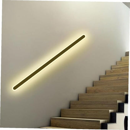 Vaguelly Minimalist LED Wall Lamp Black Frame Warm Light Modern Bedroom Backdrop Wall Light for Living Stairway Compact Indoor Sconce with Cozy Illumination and Easy Installation